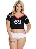 Female American football fan, crop top and panty, short sleeves, plus size